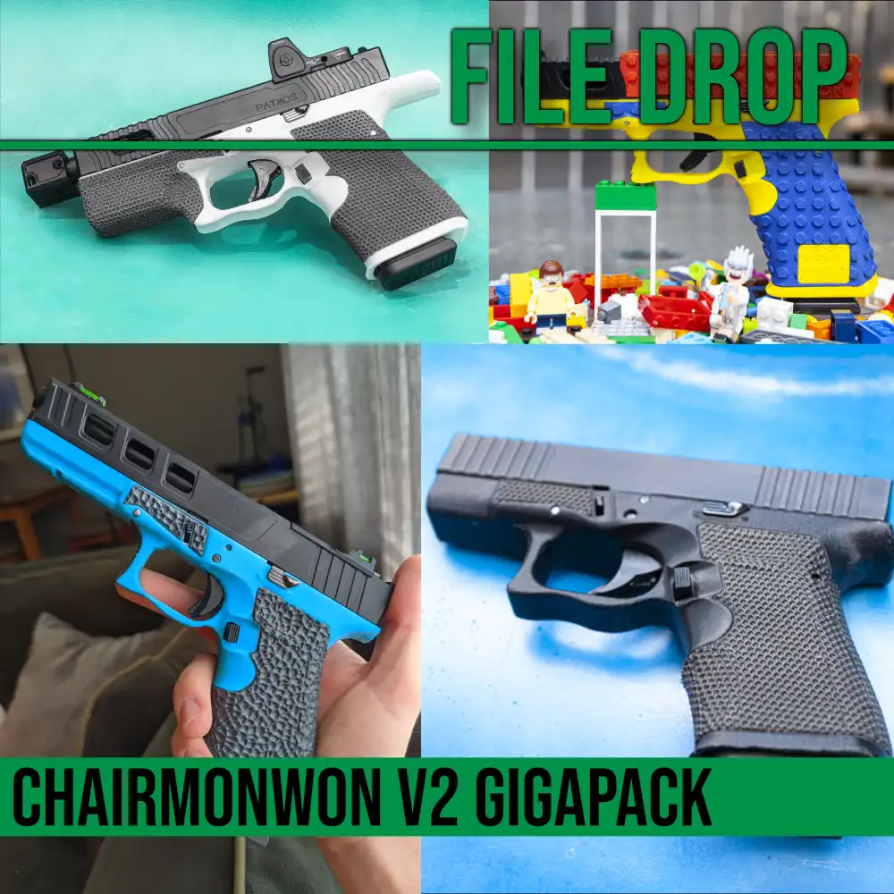 File Drop : Glock v2 Frames GIGAPACK: 3D Printable Stippled+ErgoMod Frames